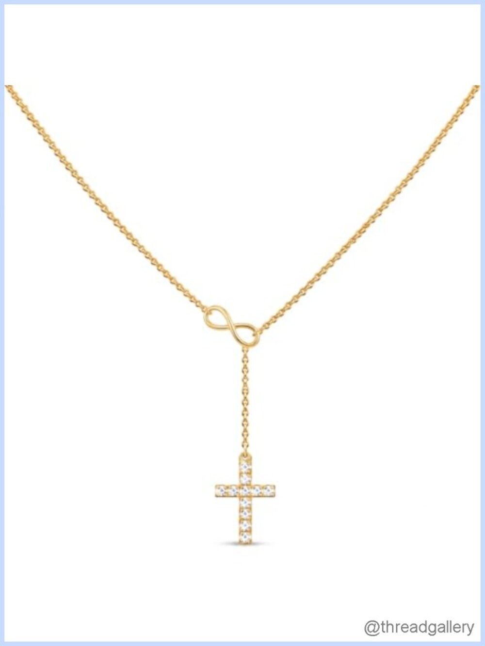 14K Gold Cross Necklace Small Pendant Chain for Women